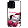 Coque noire taperso pour Honor 70 LITE 90 et LITE avec motif chat fleurs personnalisee protection antichoc personnalisée