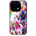 Coque noire taperso pour OnePlus 15 avec motif fleur fluo protection antichoc personnalisée