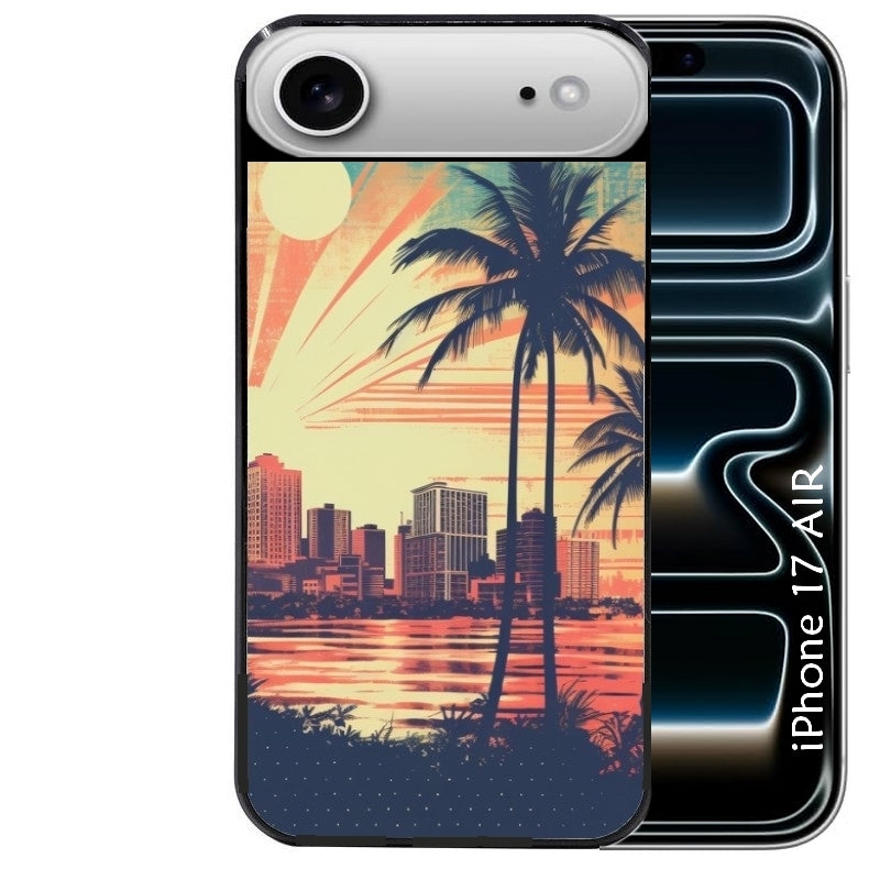 Coque noire taperso pour Iphone 17 17E AIR MAX PRO avec motif hawaii retro protection antichoc personnalisée