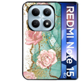 Coque noire taperso pour Redmi Note 15 et PRO PLUS 4G 5G avec motif marbre fleur turquoise protection antichoc personnalisée
