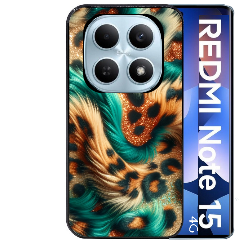 Coque noire taperso pour Redmi Note 15 et PRO PLUS 4G 5G avec motif effet fourrure leopard 3 protection antichoc personnalisée
