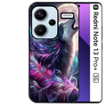 Coque noire taperso pour Redmi Note 13 PRO PLUS 5G avec motif loup et plume protection antichoc personnalisée