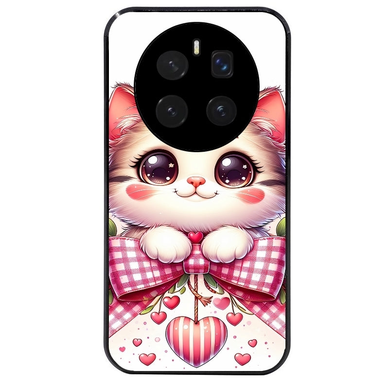Coque noire taperso pour Magic 7 LITE et PRO avec motif chat noeud et coeur protection antichoc personnalisée