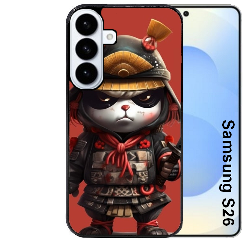 Coque noire taperso pour galaxy S26 et PLUS ULTRA FE avec motif panda et samourai protection antichoc personnalisée