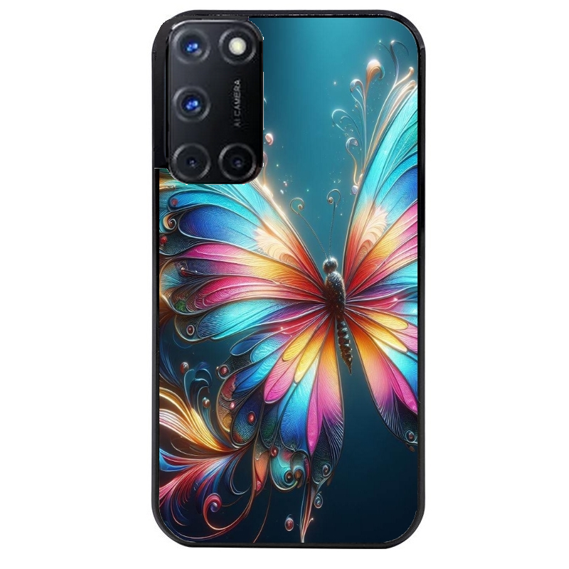 Coque noire taperso pour OPPO A72 4G avec motif papillon arc protection antichoc personnalisée
