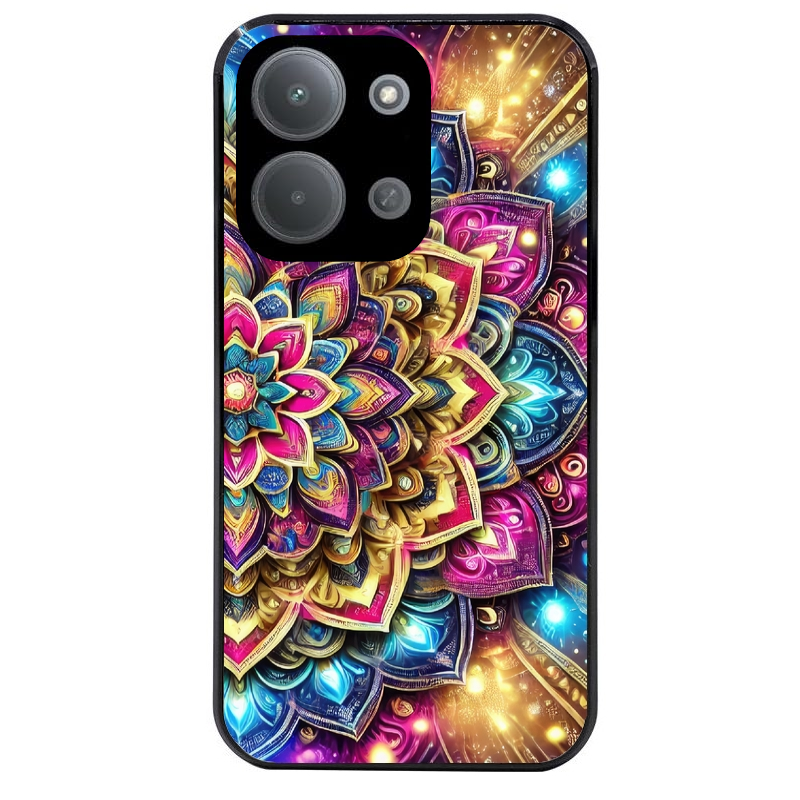 Coque noire taperso pour POCO C85 avec motif mandala 2 protection antichoc personnalisée