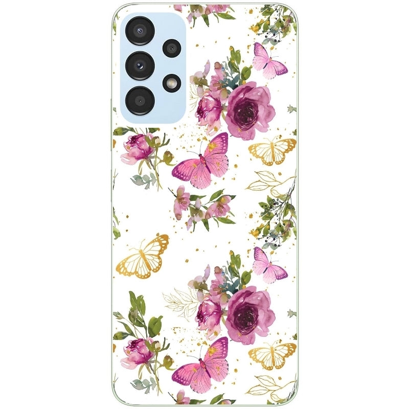 Coque taperso pour Galaxy A13 4G et 5G A23 A53 avec motif fleur et papillon protection antichoc personnalisée