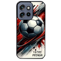 Coque noire taperso pour Moto Edge 60 et Neo Fusion Pro avec motif ballon foot avec prenom protection antichoc personnalisée