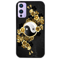 Coque noire taperso pour OnePlus 9 et 9 PRO avec motif yin yang et fleur protection antichoc personnalisée