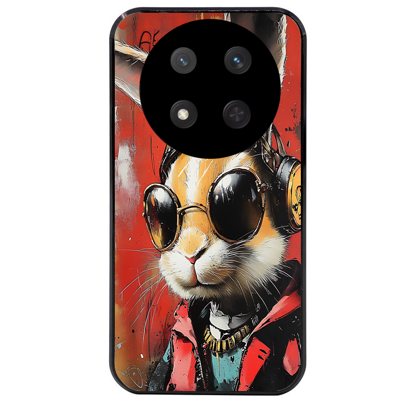 Coque noire taperso pour Magic 7 LITE et PRO avec motif lapin tag protection antichoc personnalisée