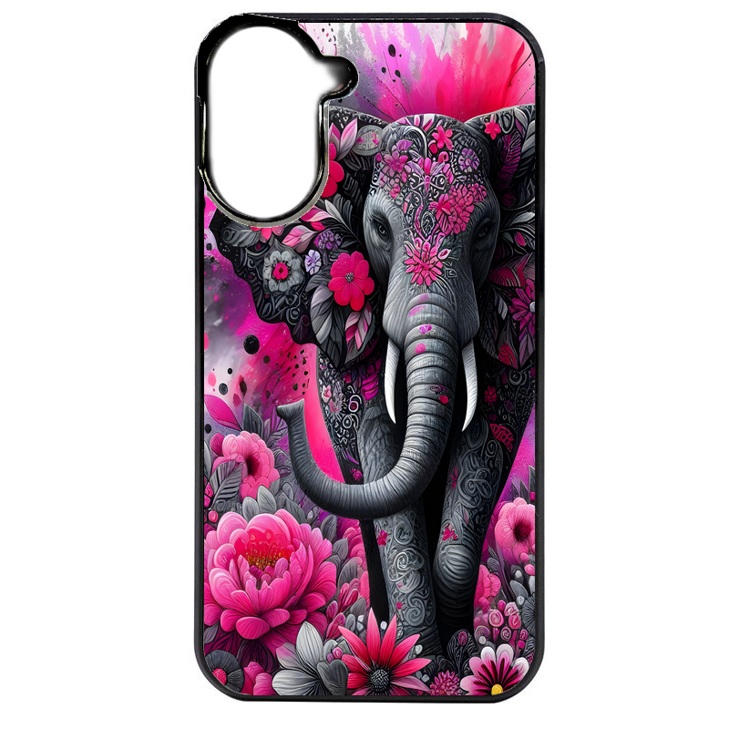 Coque noire taperso pour POCO C71 4G avec motif elephant et fleurs protection antichoc personnalisée