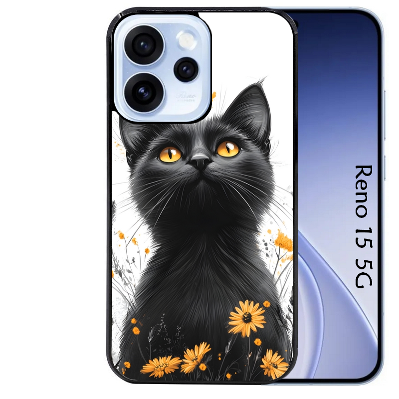 Coque noire taperso pour OPPO Reno 15 et F FS 5G avec motif chat eyes protection antichoc personnalisée