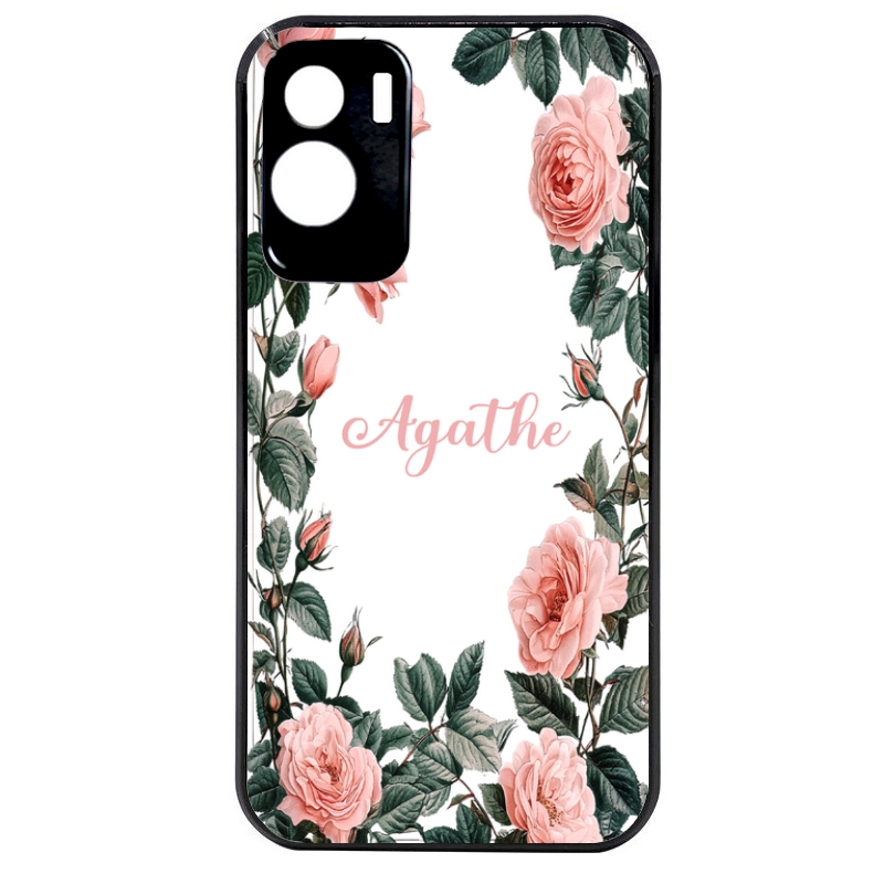Coque noire taperso pour Honor 70 LITE 90 et LITE avec motif cadre fleur pastel personnalisee protection antichoc personnalisée
