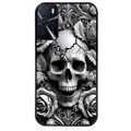 Coque noire taperso pour OPPO A16 et A16S avec motif tete de mort fleur protection antichoc personnalisée