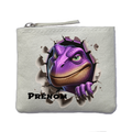 Porte monnaie personnalisé dinosaure scary ivoire en feutrine en feutrine ivoire
