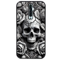 Coque noire taperso pour OPPO Reno 2 et 2Z avec motif tete de mort fleur protection antichoc personnalisée