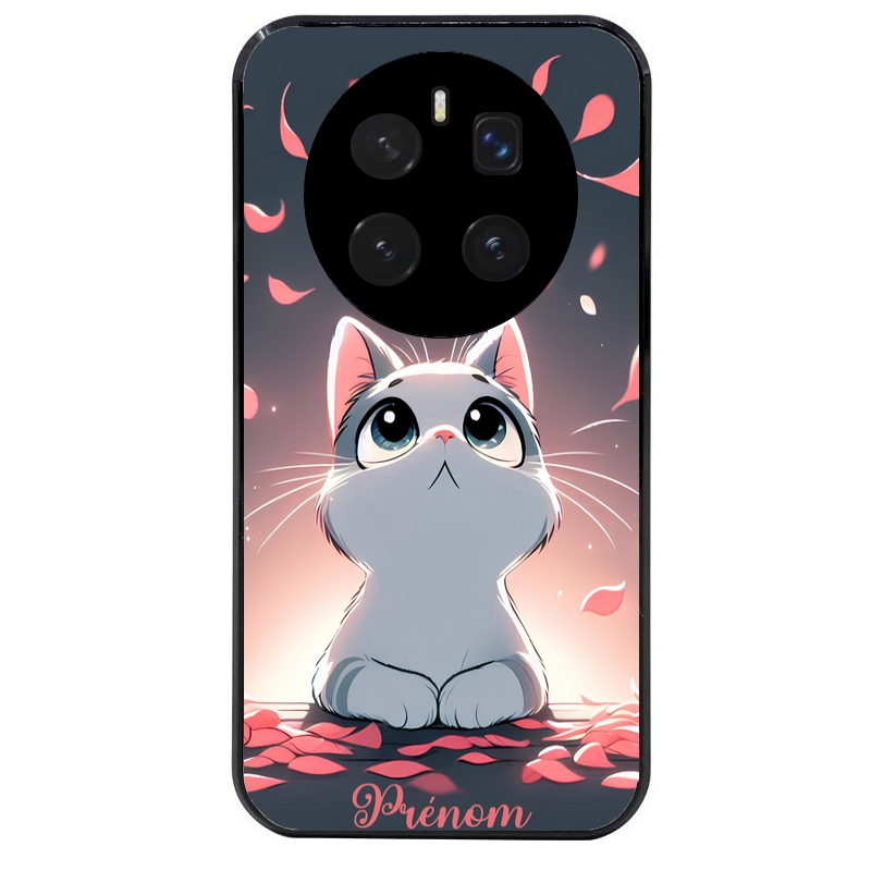 Coque noire taperso pour Magic 7 LITE et PRO avec motif chat anime avec votre prenom protection antichoc personnalisée