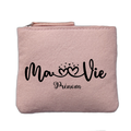 Porte monnaie personnalisé motif ma vie rose clair en feutrine en feutrine