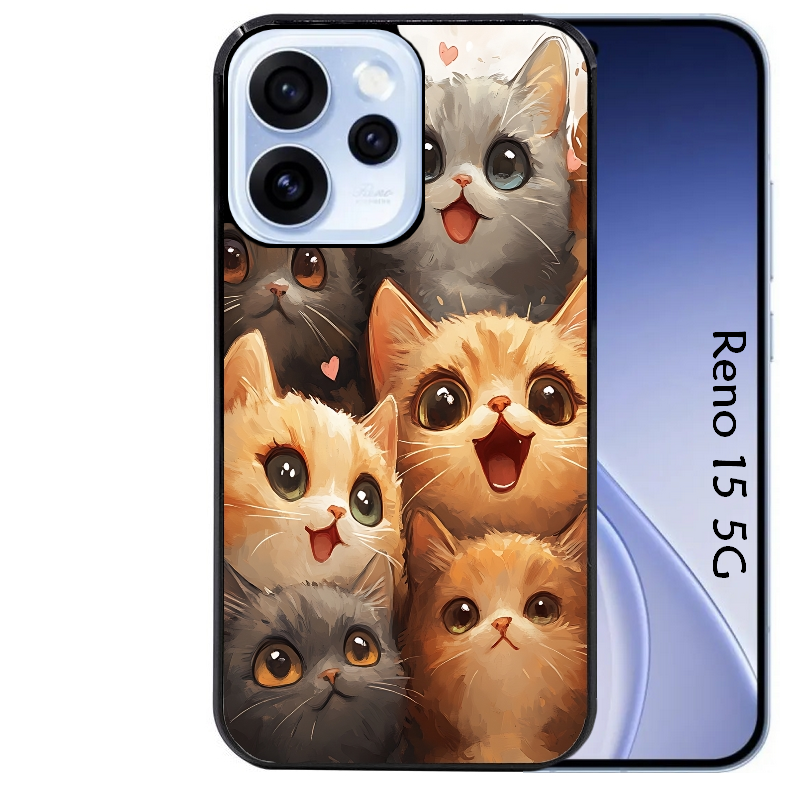 Coque noire taperso pour OPPO Reno 15 et F FS 5G avec motif chat smile protection antichoc personnalisée