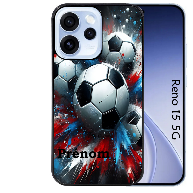 Coque noire taperso pour OPPO Reno 15 et F FS 5G avec motif foot tricolore personnalisee protection antichoc personnalisée