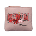 Porte monnaie personnalisé motif maman coeur rose clair en feutrine en feutrine