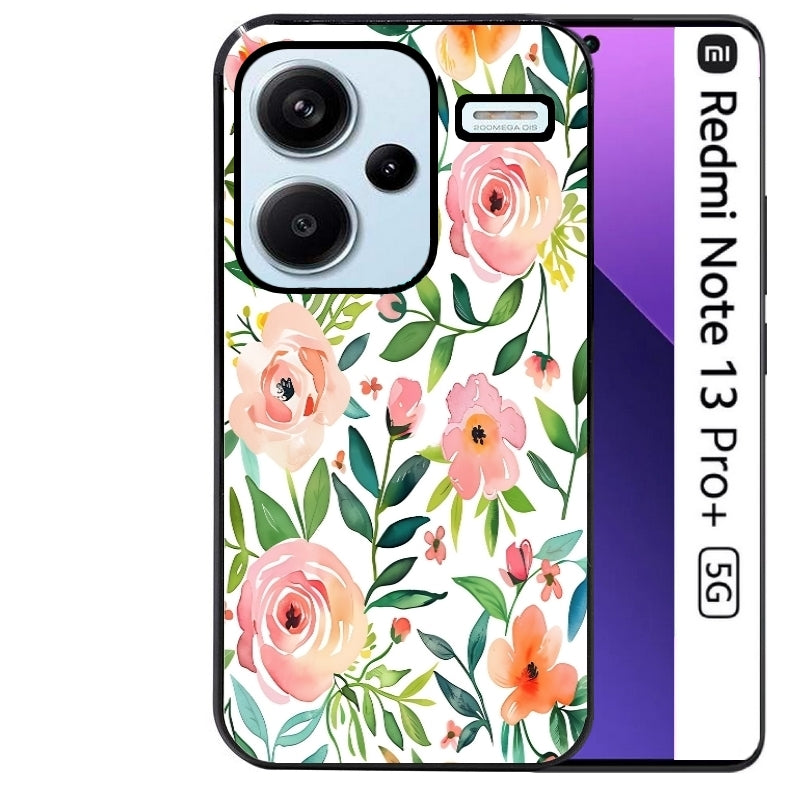 Coque noire taperso pour Redmi Note 13 PRO PLUS 5G avec motif fleur des champs protection antichoc personnalisée