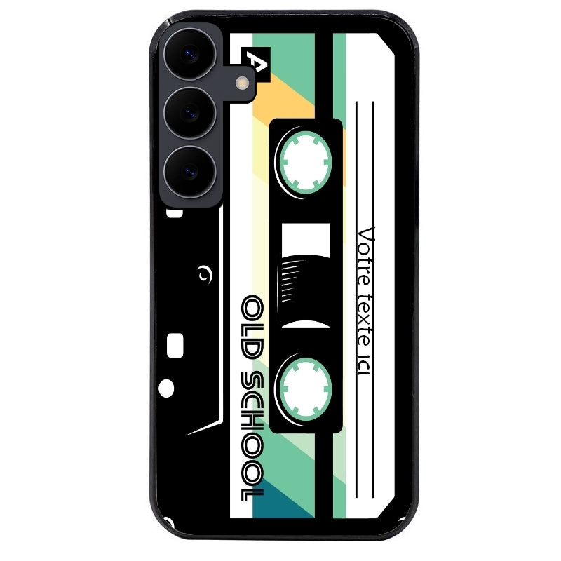 Coque noire taperso pour galaxy A07 A17 A27 A37 A57 personnalisable avec motif cassette vintage protection antichoc personnalisée