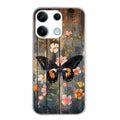 Coque taperso pour POCO X6 5G avec motif bois et papillon 2 protection antichoc personnalisée