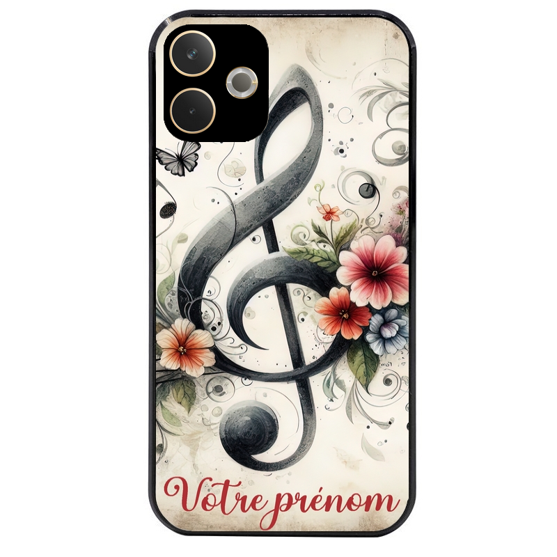 Coque noire taperso pour OPPO A5 PRO 4G et 5G avec motif musique cle sol personnalisee protection antichoc personnalisée