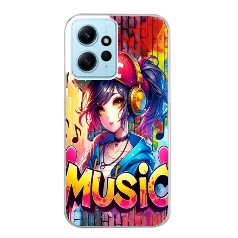 Coque taperso pour POCO X5 5G avec motif anime manga et music protection antichoc personnalisée