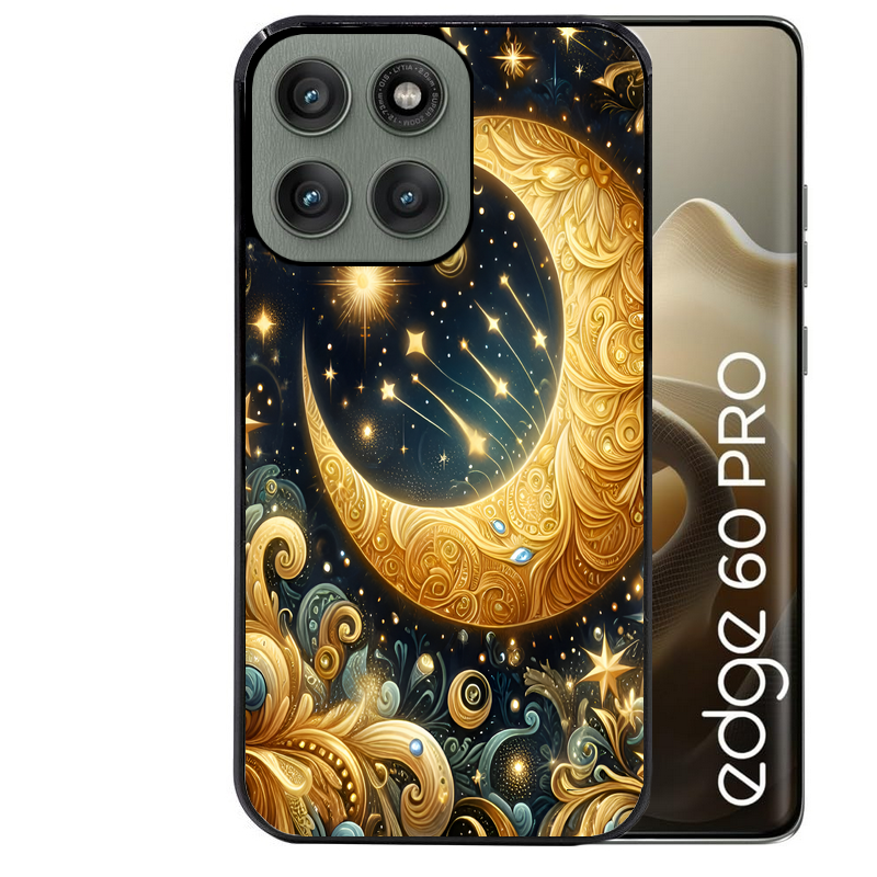 Coque noire taperso pour Moto Edge 60 et Neo Fusion Pro avec motif lune astre protection antichoc personnalisée