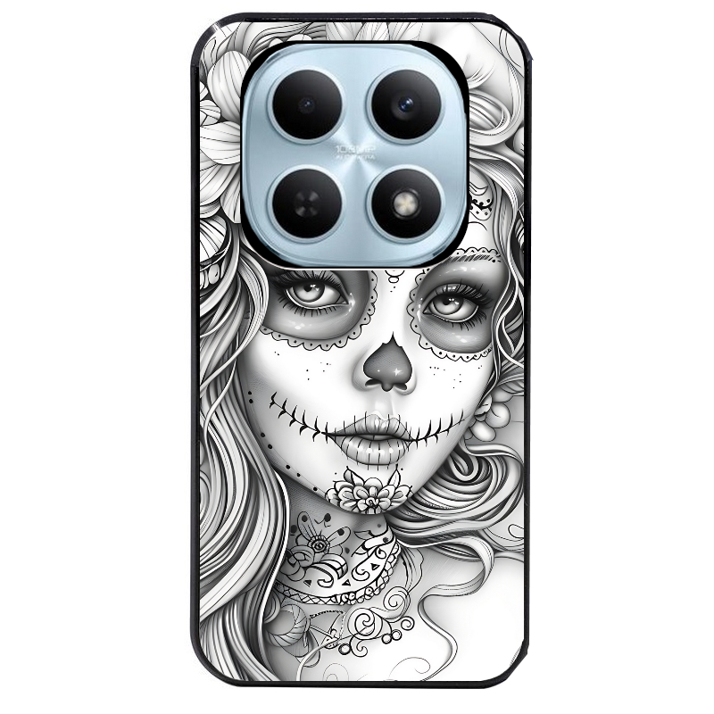 Coque noire taperso pour POCO M8 5G et PRO 5G avec motif mort calavera tatoo protection antichoc personnalisée