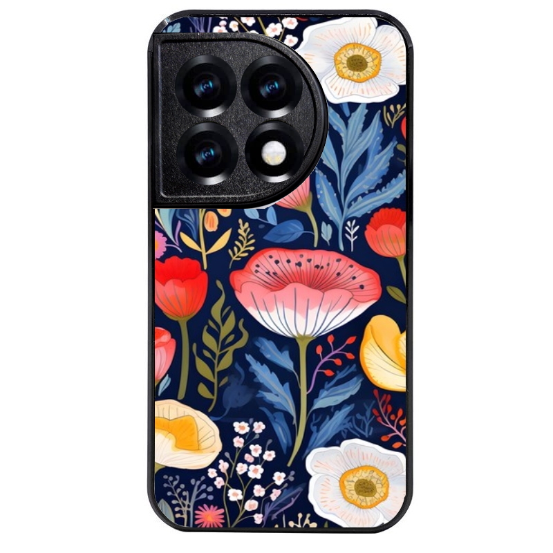 Coque noire taperso pour OnePlus 11 et 12 avec motif fleur coquelicot protection antichoc personnalisée