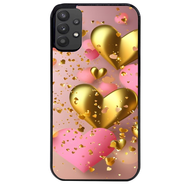 Coque noire taperso pour galaxy A22 A32 A52 A52S 4G 5G  avec motif coeur rose protection antichoc personnalisée