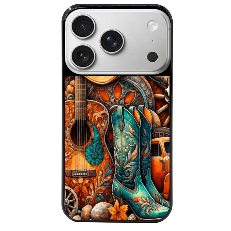 Coque noire taperso pour Iphone 17 17E AIR MAX PRO avec motif cow boy et texas automne protection antichoc personnalisée