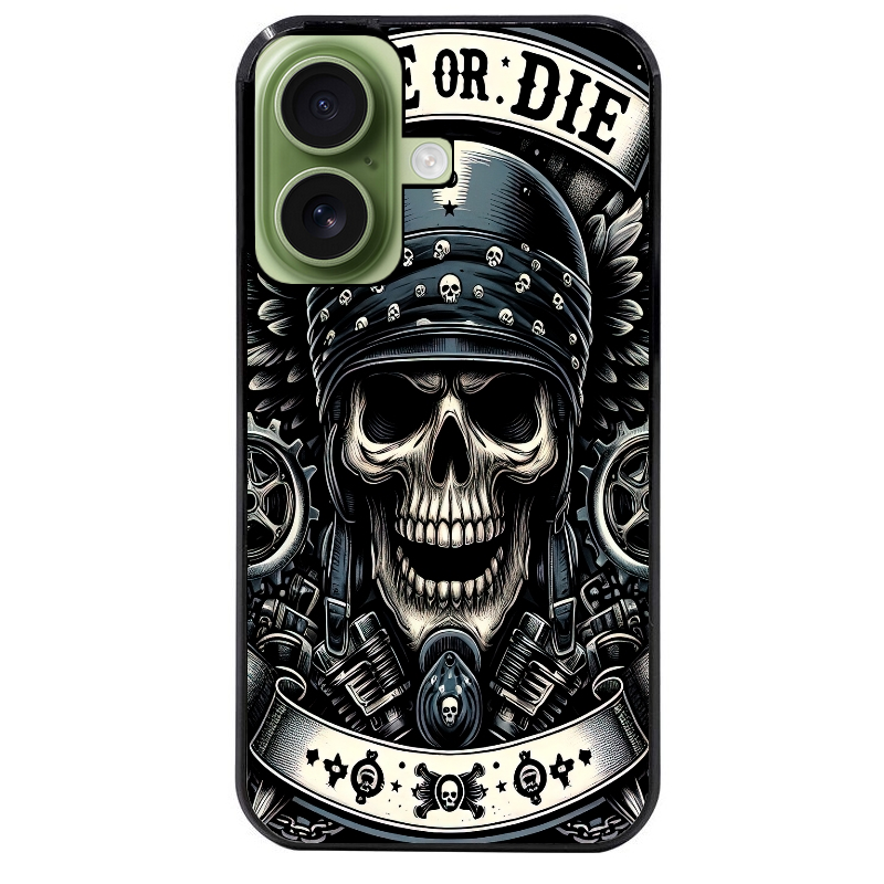 Coque noire taperso pour Iphone 17 17E AIR MAX PRO avec motif mort motard protection antichoc personnalisée