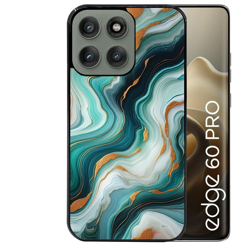 Coque noire taperso pour Moto Edge 60 et Neo Fusion Pro avec motif marbre vert protection antichoc personnalisée