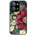 Coque noire taperso pour POCO C85 avec motif fleur poinsettia style noel protection antichoc personnalisée
