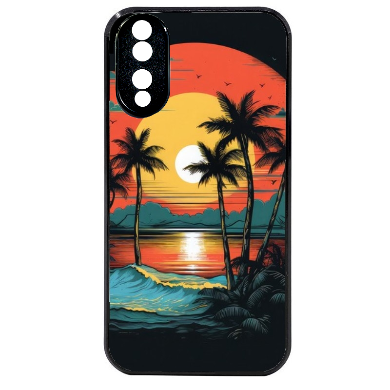 Coque noire taperso pour Honor 70 LITE 90 et LITE avec motif hawaii palmier protection antichoc personnalisée