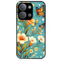 Coque noire taperso pour POCO C85 avec motif fleur orange protection antichoc personnalisée