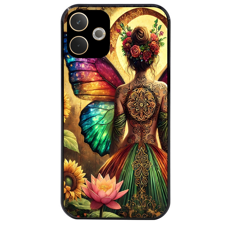 Coque noire taperso pour OPPO A5 PRO 4G et 5G avec motif fee et fleurs protection antichoc personnalisée