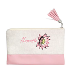 Pochette motif namaste fleur en toile et simili cuir