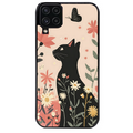 Coque noire taperso pour galaxy A22 A32 A52 A52S 4G 5G  avec motif chat papillon 1 protection antichoc personnalisée