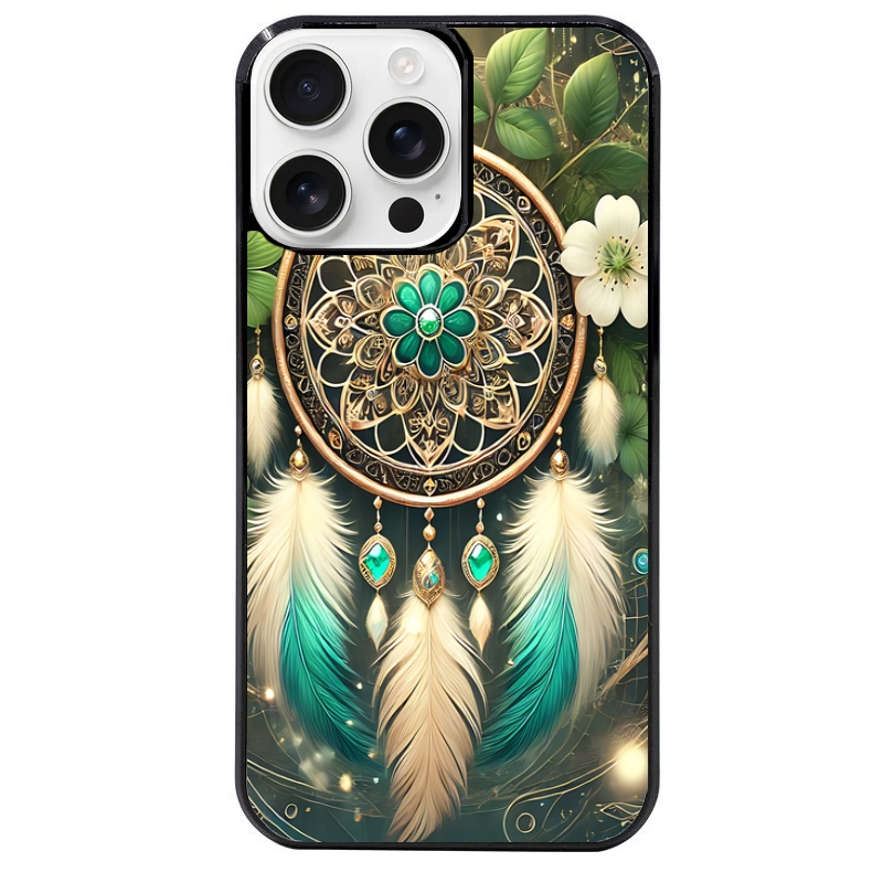Coque noire taperso pour Iphone 16 16E PLUS MAX PRO avec motif dreamcatcher talisman protection antichoc personnalisée