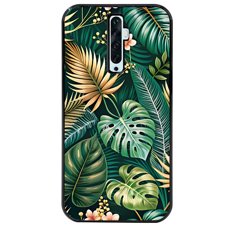 Coque noire taperso pour OPPO Reno 2 et 2Z avec motif jungle dore protection antichoc personnalisée