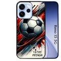 Coque noire taperso pour OPPO Reno 15 et F FS 5G avec motif ballon foot avec prenom protection antichoc personnalisée