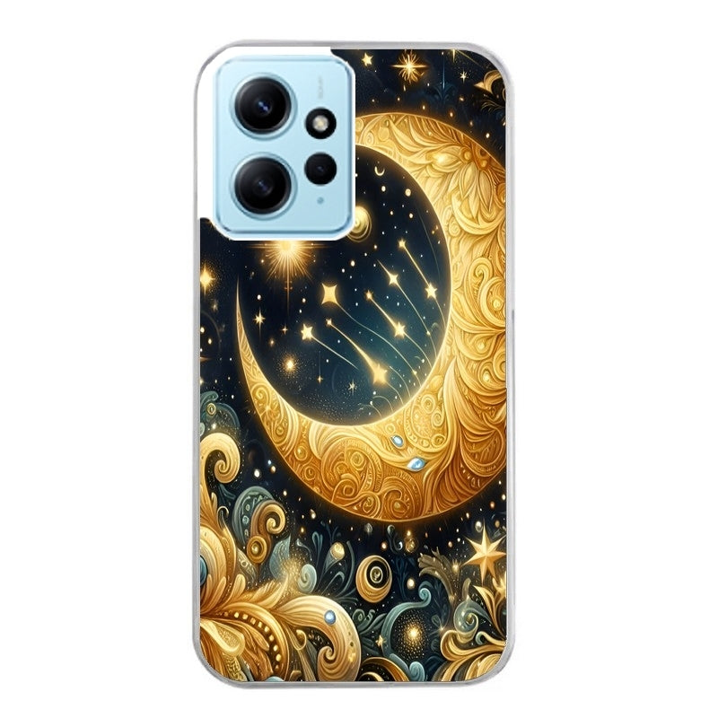 Coque taperso pour Redmi Note 12 4G 5G PRO 4G avec motif lune et etoile protection antichoc personnalisée