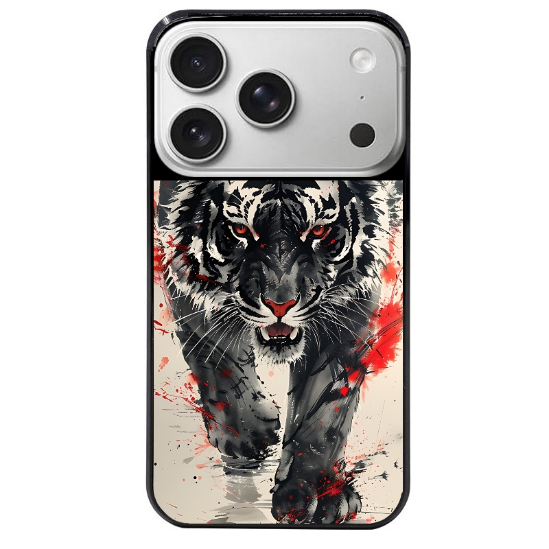 Coque noire taperso pour Iphone 17 17E AIR MAX PRO avec motif tigre japan protection antichoc personnalisée