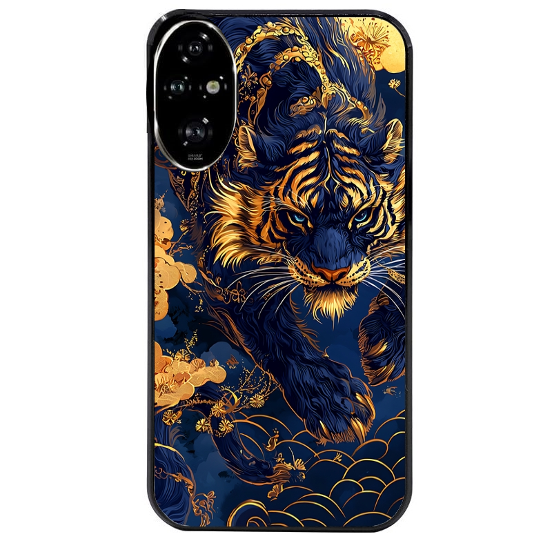 Coque noire taperso pour Honor 200 et Lite Pro Smart avec motif tigre et fleur protection antichoc personnalisée