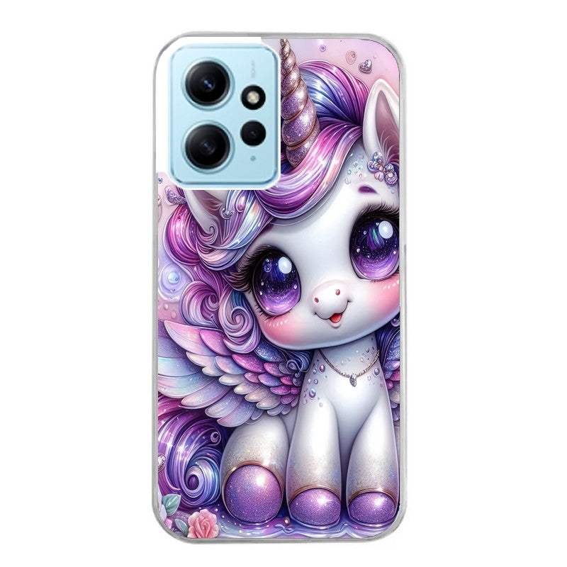 Coque taperso pour Redmi Note 12 4G 5G PRO 4G avec motif licorne violette protection antichoc personnalisée